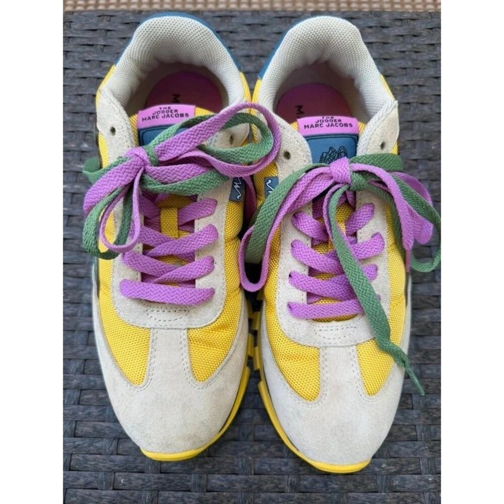Marc Jacobs The Jogger Sneakers - Yellow & Purple / Size EU 39